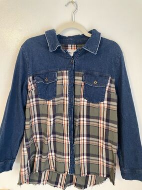 denim and flannel button up for fall size medium 100% cotton canyon retreat